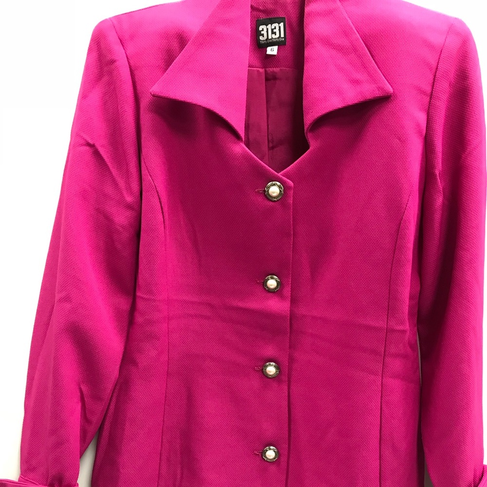 Hot pink jacket and skirt